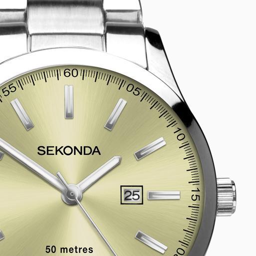 Sekonda Taylor Ladies Watch | Silver Alloy Case & Stainless Steel Bracelet with Yellow Dial | 40547